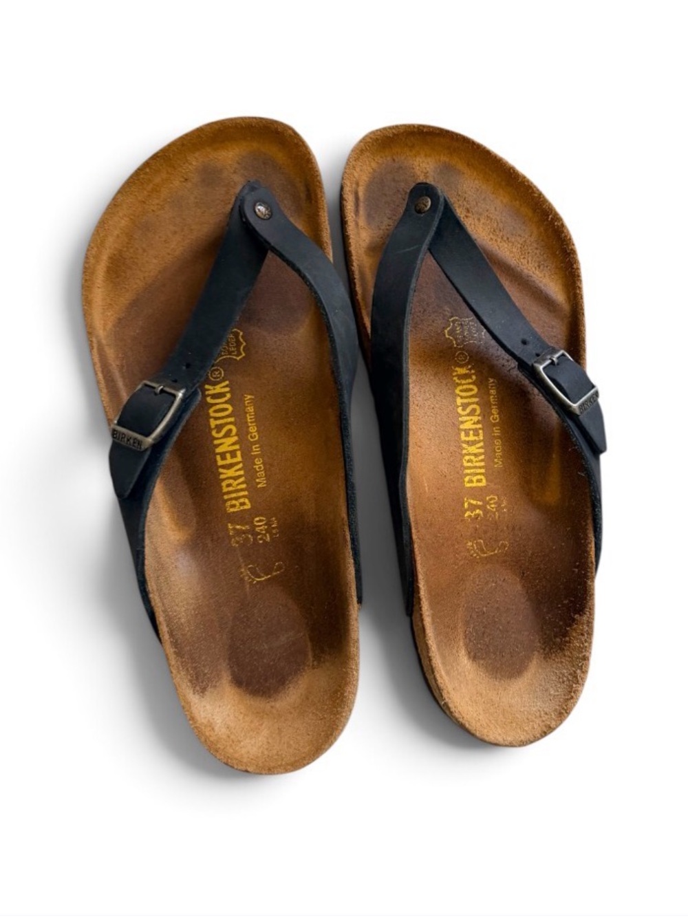 Birkenstock Black Gizeh Women's Leather Thong Sandals size 37
